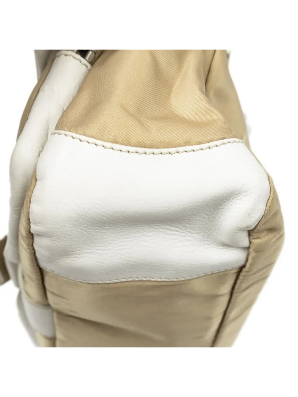Prada Buckle Flap Bag Crossbody Beige Ivory Nylon Canvas